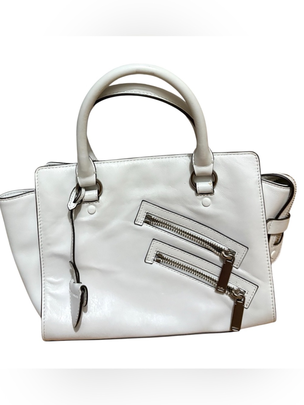 Rebecca Minkoff Jamie White Leather Small Satchel Crossbody🤍✨